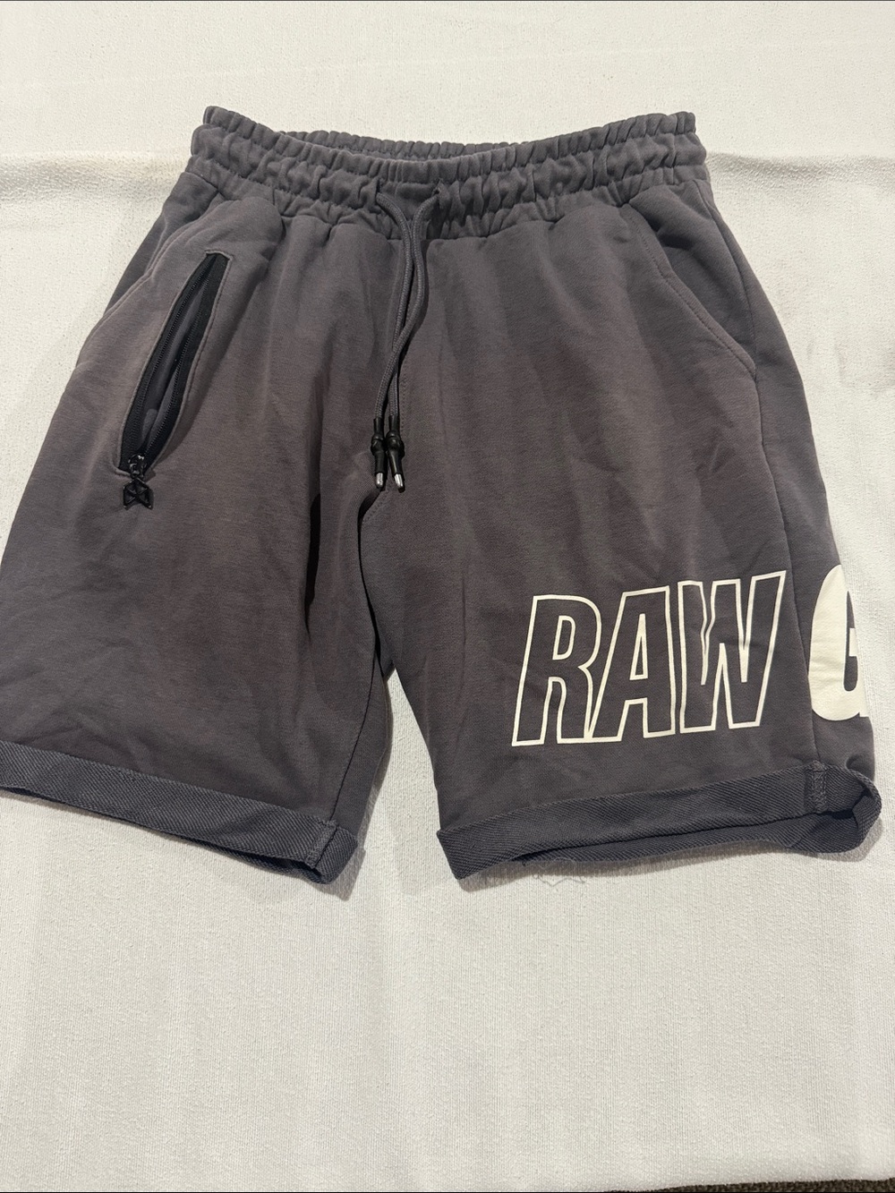 RAW Men’s Charcoal Athletic Shorts with Zipper Pocket